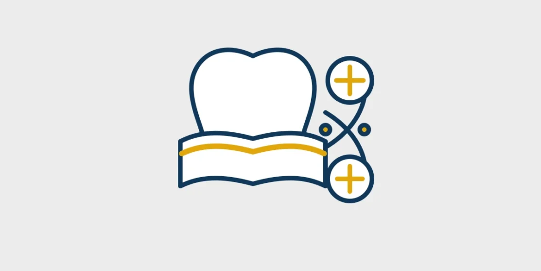 Healthy tooth and gumline connected to balanced life-stage symbols