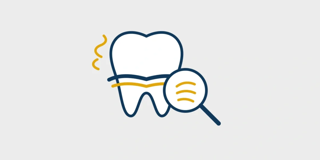 Tooth, inspection lens, and gentle breath lines representing persistent bad breath evaluation