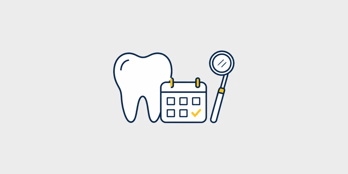 Healthy tooth beside an appointment calendar and dental mirror illustration