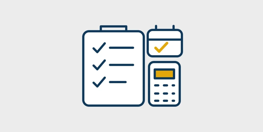 Dental insurance benefit checklist with a calculator and calendar